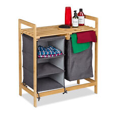 Bamboo Laundry Basket Hamper Foldable Clothes Divider Separate Storage Shelf