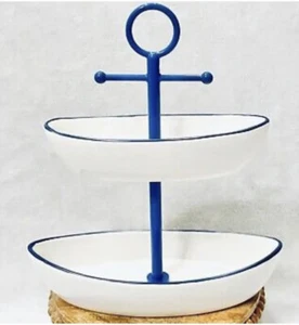 NEW Target Bullseye Playground Summer Beach Lake House Ceramic Boat Tiered Tray - Picture 1 of 3