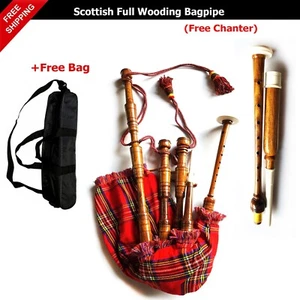 Great Highland Rosewood Full Wooding Bagpipe Royal Stewart Tartan, Free Chanter - Picture 1 of 3