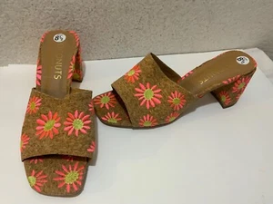 Coconuts By Matisse Sandals Kristin Women's 8.5 M Beige Pink Daisy Faux Cork - Picture 1 of 7