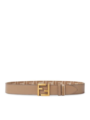 FENDI $670 Beige Denim/Leather Reversible 35mm Belt New  display picture 1