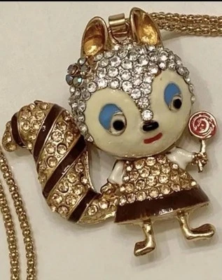 Collar Colgante Ardilla Cristal Piruleta Esmalte Marrón Betsey Johnson Nuevo con Etiquetas Foto 1 de 4