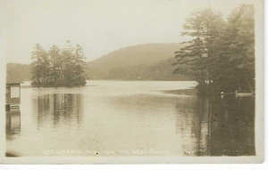 Lake Luzerne, New York, Blick vom Westufer, Echtfoto Postkarte RPPC - Bild 1 von 3