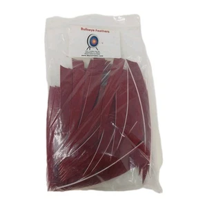 100pk Bullseye Archery Feathers 5" Right Wing: Shield Solid Deep Red Crimson - Picture 1 of 5