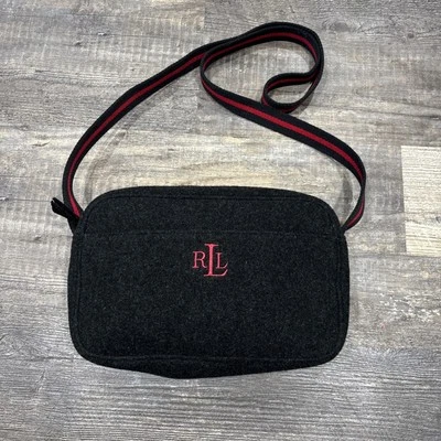 Bolso de hombro para mujer Lauren Ralph Lauren bandolera lana fieltro gris monograma LRL Foto 1 de 4