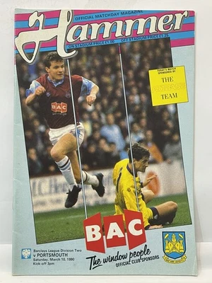 West Ham United v Portsmouth Official Matchday Programme March 1990 Hammer - Image 1 of 4