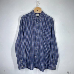 Barbour Shirt Mens L Blue Beige Check Flannel Regular Fit Country Shooting - Picture 1 of 10