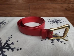 Vintage leuchtend echt roter Leder Milor Gürtel. Klein. 11828 - Bild 1 von 4