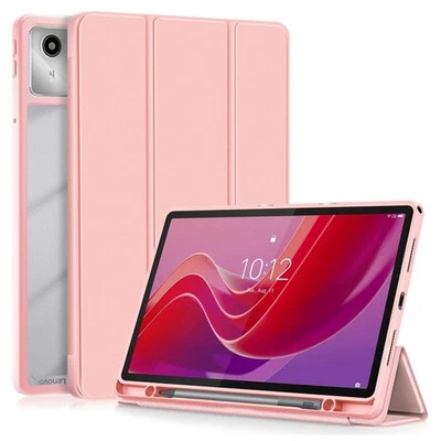 Acrylic For Lenovo Tab M11 Case Skin-Touch Tri-fold Stand Smart Cover - Pink - Image 1 of 4