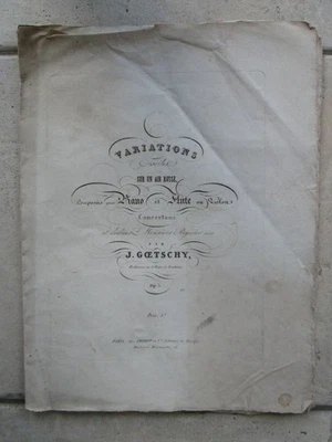 GOETSCHY : VARIATIONS FACILES SUR UN AIR RUSSE piano, flûte ou violon, 1850. - Photo 1/3