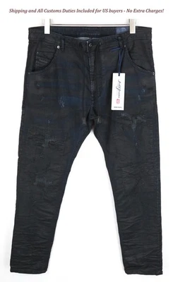 Pantalones de mezclilla para hombre DIESEL Krooley CB-NE 0680B W36 ajustados zanahoria sudor calce azul marino encerado Foto 1 de 4