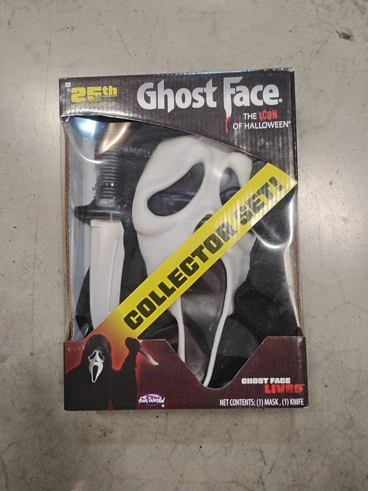 SCREAM 25TH ANN FANTASMA MÁSCARA FACIAL CUCHILLO CONJUNTO EN CAJA DISFRAZ NUEVO Foto 1 de 2