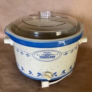Vintage Rival 5 Qt Crock Pot Slow Cooker Removable Stoneware With Lid Model 3355 - Picture 1 of 11