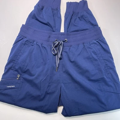 Healing Hands Women’s Navy Scrub Pants Jogger Style Drawstring Size Large - Image 1 of 4