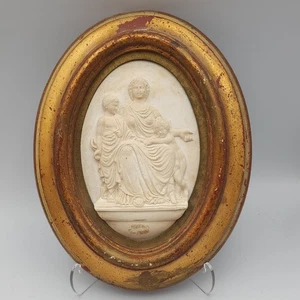 De colección H Hal Kramer Co Chicago Cast camafeo relieve marco ovalado madre niños arte - Imagen 1 de 16