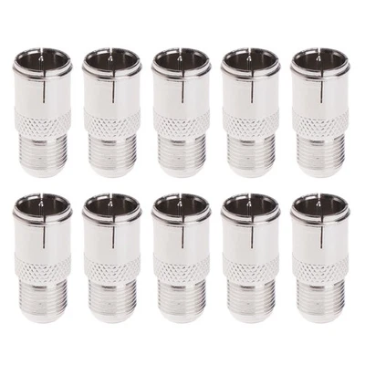 10 Pcs F Connector Male Plug To Female Adapter Push On RF Coaxial - Image 1 of 4