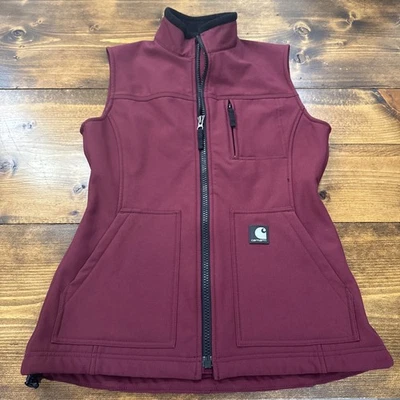 Carhartt Women’s Maroon Burgundy Vest Soft Shell Jacket Full Zip XS EUC WV002 - Image 1 of 4