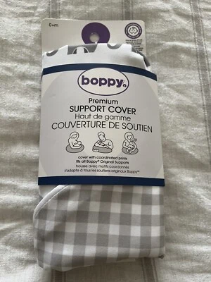 Boppy Fabric Nursing Pillow Cover - Gray White Elephant Plaid Premium Support - Image 1 of 4