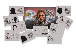 AS-388 Indianer Set Schritt für Schritt Schablone Schablone Acryl Airbrush Spray - Bild 1 von 6