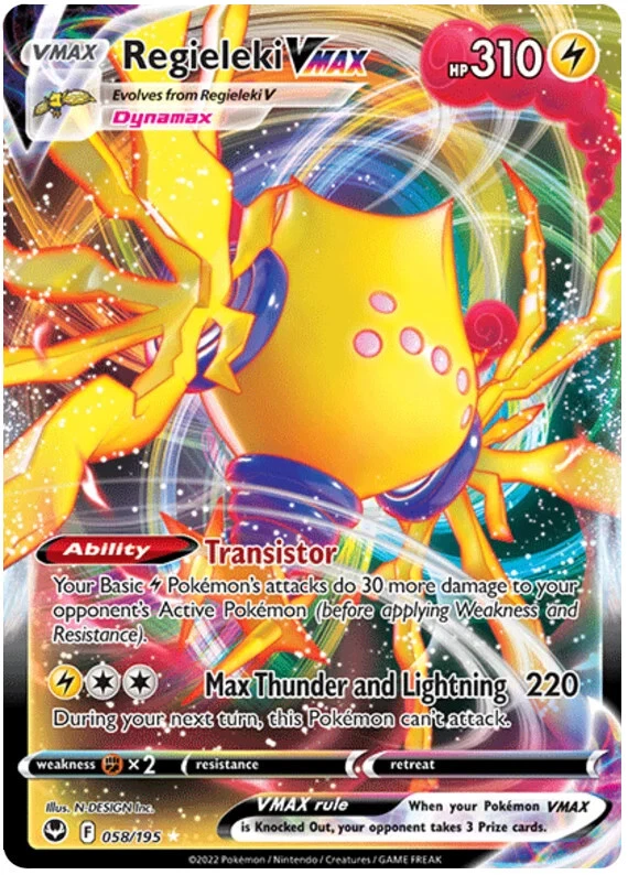 Regieleki VMAX  058/195 - Silver Tempest - Pokemon TCG - Ultra Rare Holo - NM - Image 1 of 1