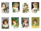 Victorian Girls Christmas Holly Cotton Miniature Blocks FrEE ShiPPinG WoRld WiDE