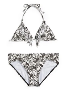 BILLABONG Daydreamer Fringe Swimsuit Bikini Little Girls 6X Black White NWT - Picture 1 of 3