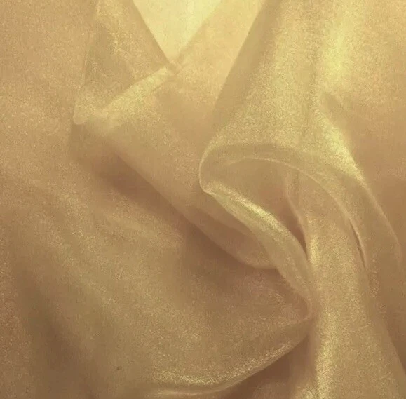 Gold Crystal Organza Fabric 60” Width Sold By The Yard - Image 1 of 1