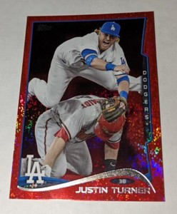 2014 Topps Update Red Hot Foil Justin Turner #US-68 Parallel Card LA Dodgers