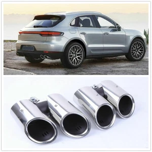 Endrohre Auspuffblende Auspuff Tips Silber Für Porsche Macan 2.0T 2019-2024 Neu - Picture 1 of 4