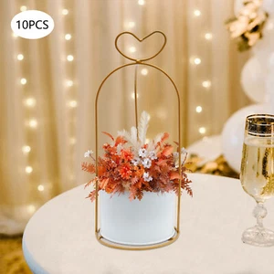 10 Stck. Moderne Metall Geometrische Gold Vasen Hochzeit Party Blumenständer Garten Deko - Bild 1 von 19