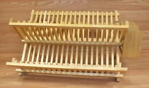 Large Light Tan Bamboo / Wood Style Dish Drying Rack Plus Utensil Holder! - Picture 1 of 9