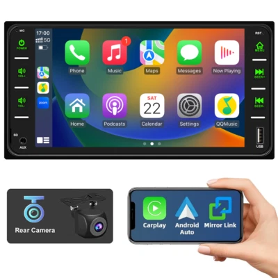 YUANTING 7" Android Auto CarPlay Stereo Radio+Mic+CAM For Toyota RAV4 Hilux Corolla 2005