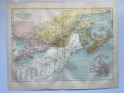 Antique map of the Dominion of Canada Eastern Provinces 1876 Quebec - Image 1 of 4