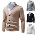 Mens SpringSummer Thin Casual Solid Color Large Pocket Knit Cardigan Sweater