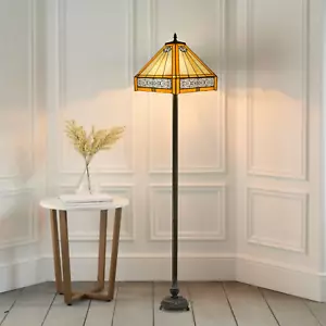 Hexagonal Stained Glass Tiffany Style Floor Lamp Bedroom Home Living Bed Room - Picture 1 of 9