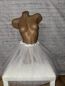 Supi Party Tütü Tutu Tüllrock Satinbund weiss Grösse L 45cm lang NEU - Bild 1 von 5