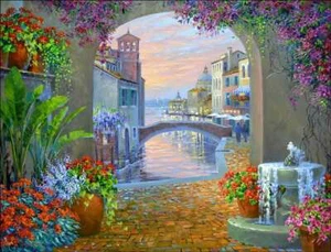 Azulejos de acento y decoración Sunset Mikki Senkarik arte mediterráneo MSA234AT - Imagen 1 de 3