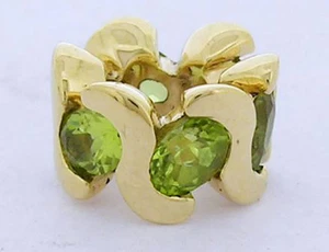 Bd071- Genuine 9ct Solid Yellow Gold NATURAL oval Peridot Bead Charm - Picture 1 of 3