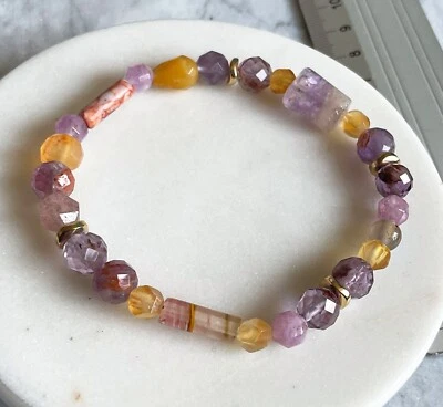 Edelstein armband elastisch facetiert Amethyst /Quarz/Achat/Jaspis/Onyx   - Neu - Bild 1 von 4