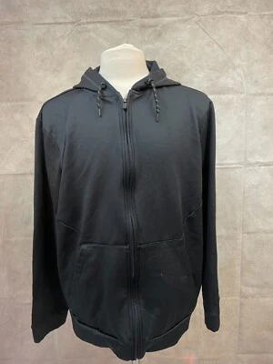 Ideology 连帽衫女式黑色羊毛衬里袋鼠口袋弹力拉链 XL 码 — 第 1/4 张图片