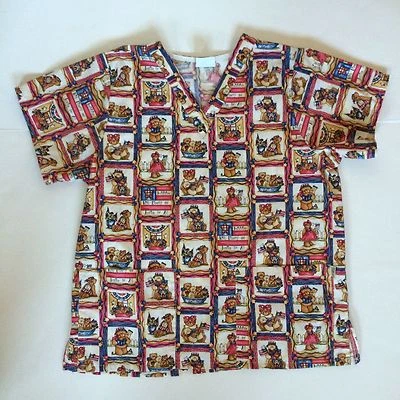 Patriotic Scrub Bears America USA Flag Liberty Medium Medical Tafford - Image 1 of 4