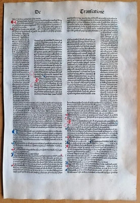 Hoja incunable Gregorius Decretales Basilea Wenssler (F) - 1482 Foto 1 de 2