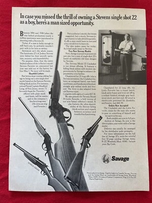 Anuncio impreso vintage 1972 Savage Stevens modelo 72, 74, 24 grado de campo Foto 1 de 4