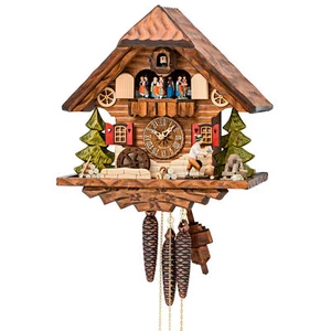 Kuckucksuhr „Holzhacker mit Schäferhund“ 20x32x33cm Wanduhr Holz Schwarzwalduhr - Bild 1 von 6