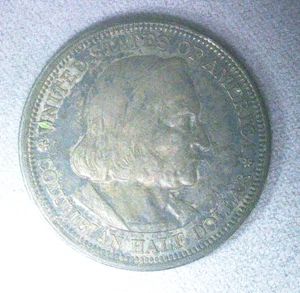 Pretty 1893 Columbian Expo 50c LUSTROUS UN-CLEANED EF/AU RAINBOW 90% Silver - Picture 1 of 2