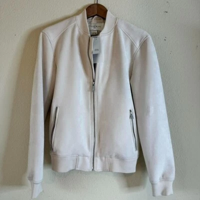 Terciopelo Calidad Premium River Island Bomber Chaqueta Con Etiquetas XS Crema y Blanco  Foto 1 de 4