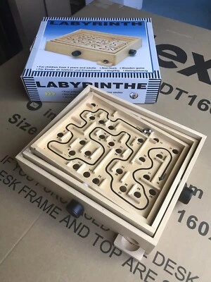 Labyrinth Holz Irrgarten Geschicklichkeit Balancespiel Vintage - Bild 1 von 4