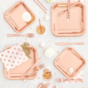 Metallic Rose Gold Party Supplies Decorations Banners Balloons Tableware Lantern - Picture 1 of 14
