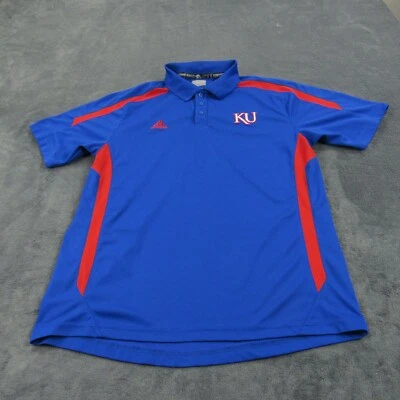 Kansas Jayhawks Polo Shirt Mens Large Blue Short Sleeve Casual Golf Adidas Clima - Image 1 of 4