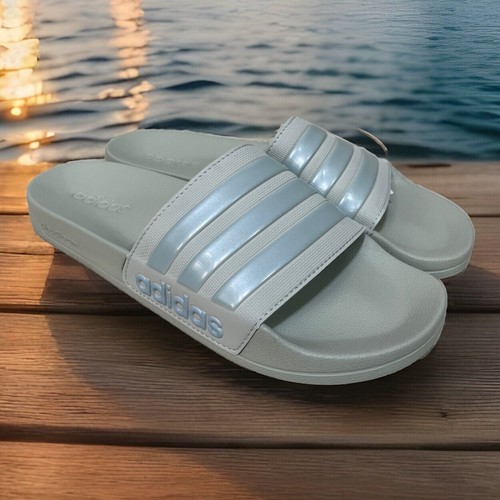 Adidas Adilette scivoli doccia unisex uomo 11 donna 12 IF0893 grigio blu a righe